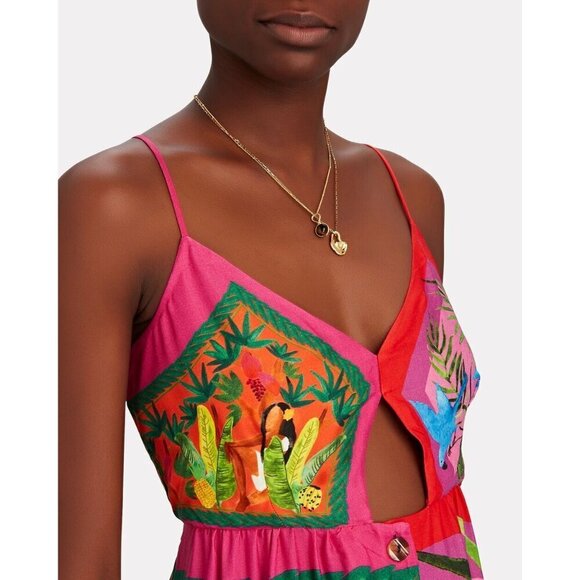 💕FARM RIO💕 Double Scarves Midi Dress ~ Bahia Girls Scarf + Tropical Scarf XS - Picture 8 of 16